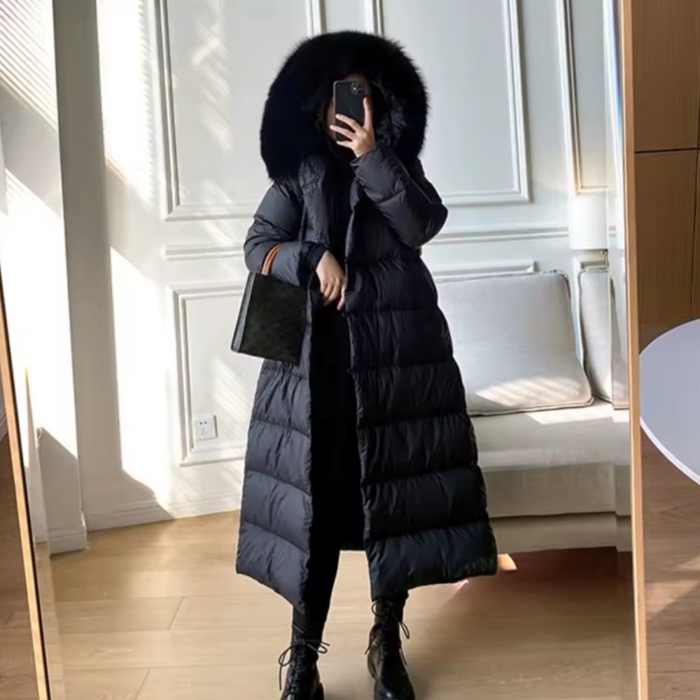Real Fur Jacket 2025 Winter Women White Duck Down Jackets Ultra Light Warm - Picture 2 of 8